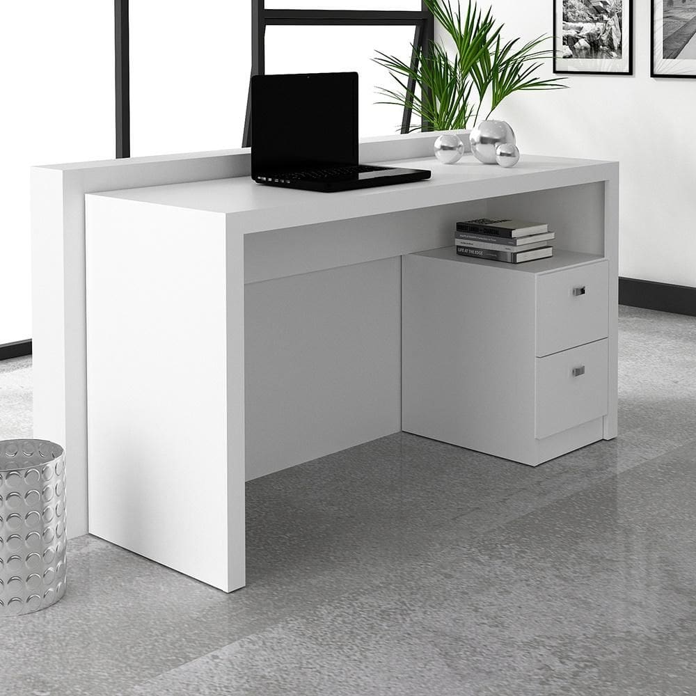 Mesa para Escritório com 02 Gavetas ME4130 Branco Tecnomobili