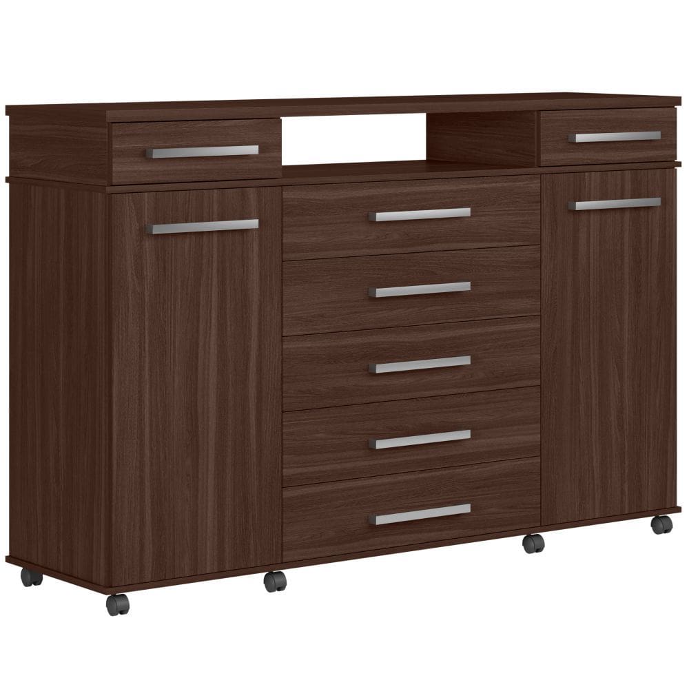 Cômoda Demóbile London 7 gavetas 2 portas com sapateira para TV de ate 50” Café Touch 205