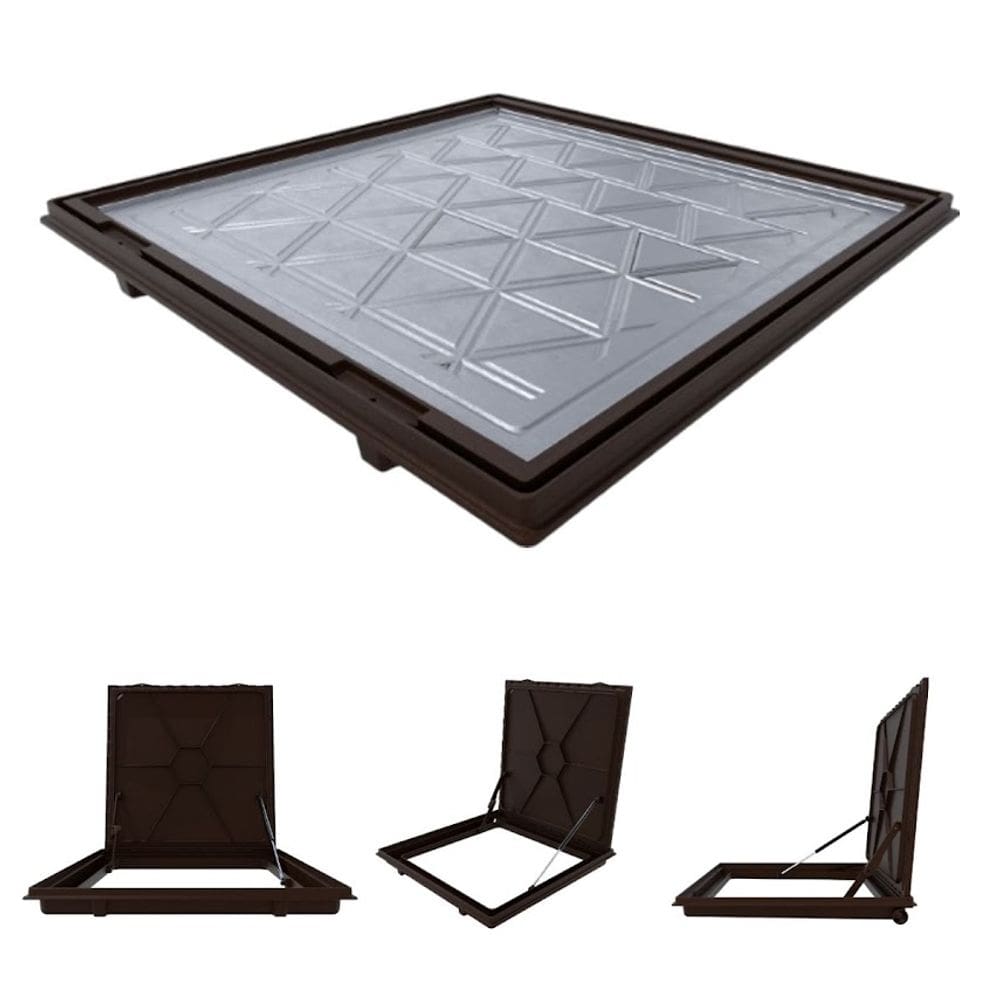 Tampa Casa Máquina Alumínio Rebaixo Invisível Marrom 75x75cm