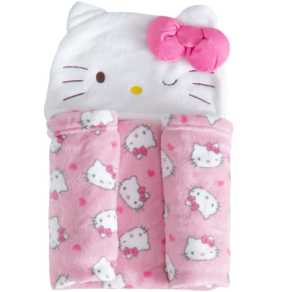 Manta com Capuz Coral Fleece Turma da Hello Kitty 75x90cm