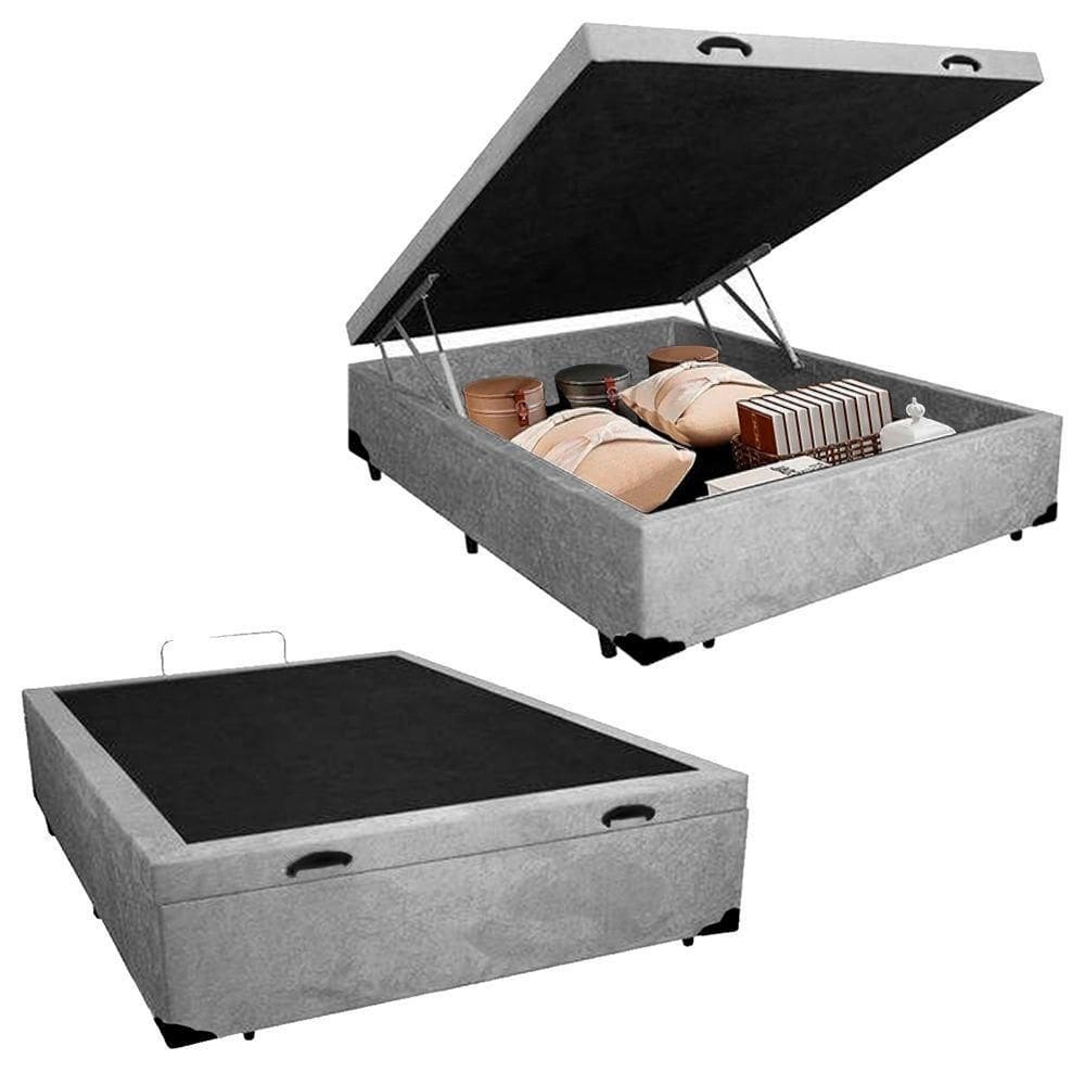 Cama Box Baú Casal Suede Serene Cinza 138x188x44