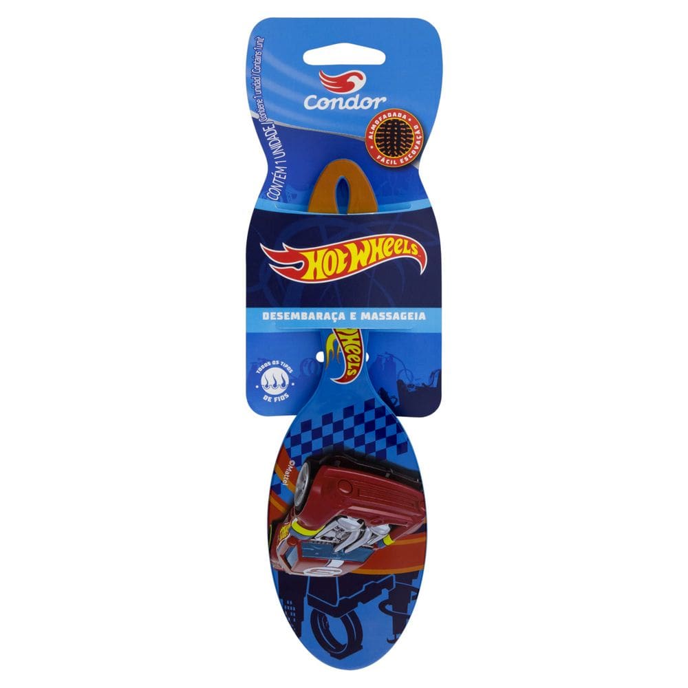 Escova para Cabelo Almofadada Oval Hot Wheels Condor