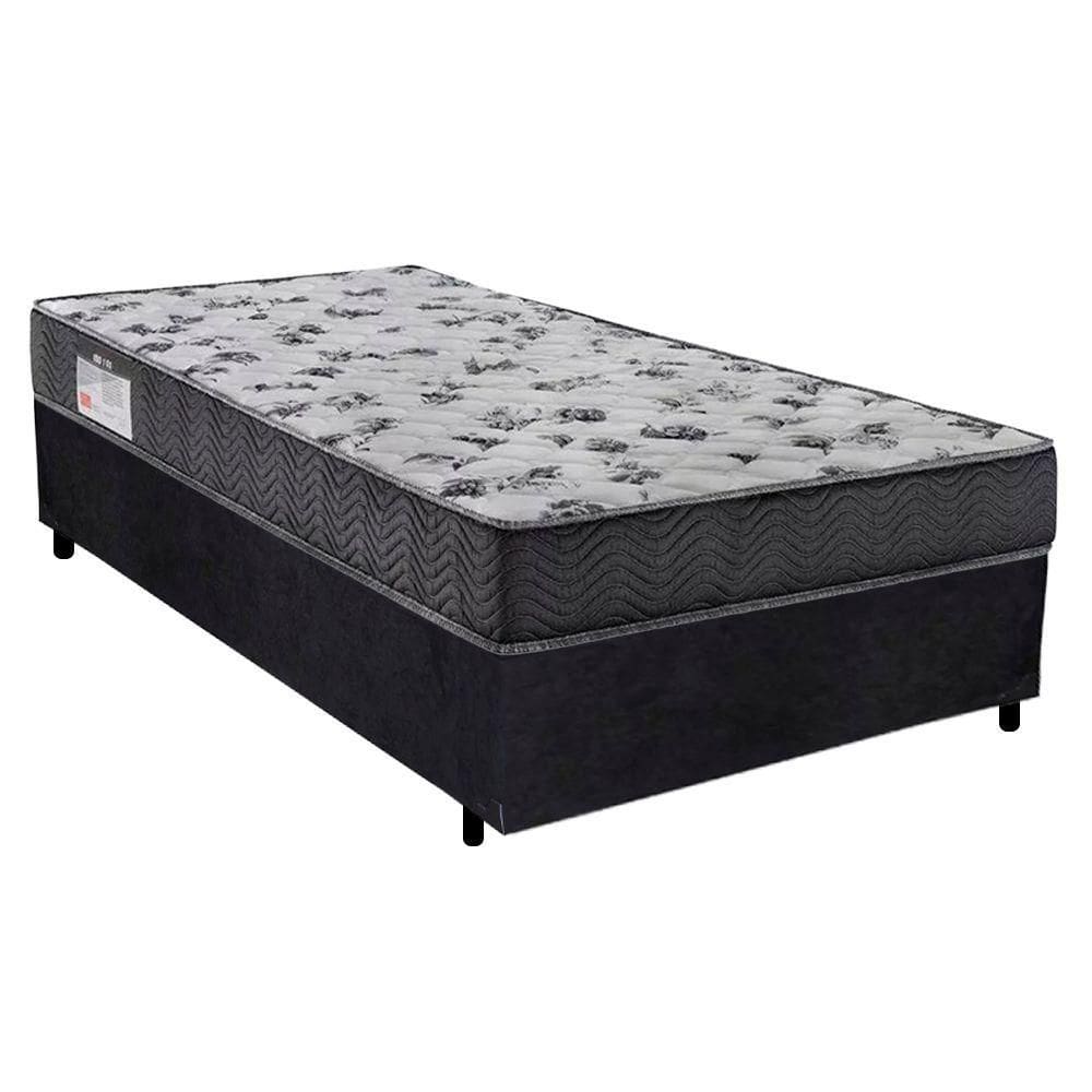 Cama Box Solteiro Suede + Colchão De Espuma D33 - Serene - 88cm Preto