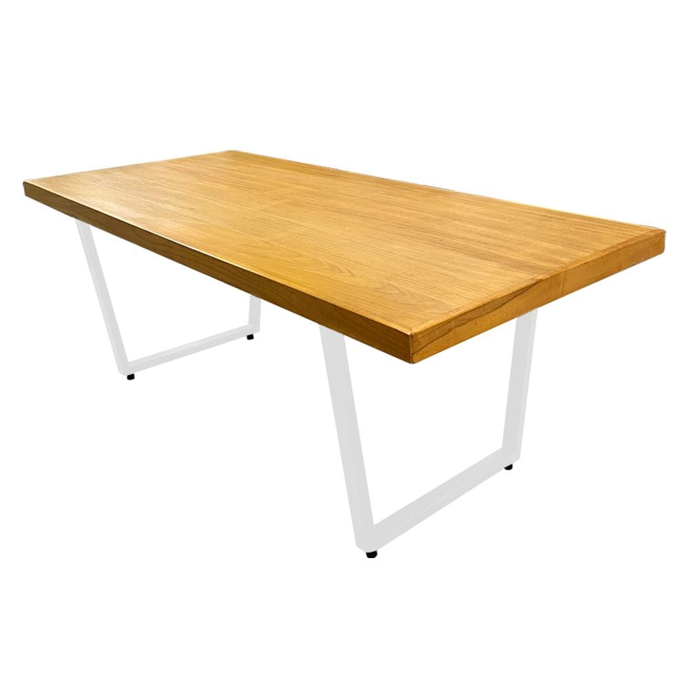 Mesa Madeira Maciça para Ambiente Biofílico Lanna com Ferragem 1,30m Branco