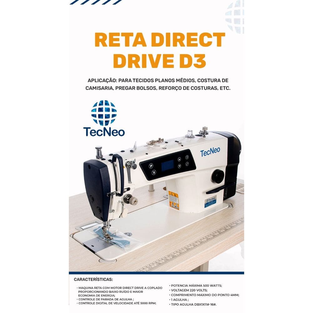 Máquina De Costura Reta Eletrônica-D3-TEC NEO 220V