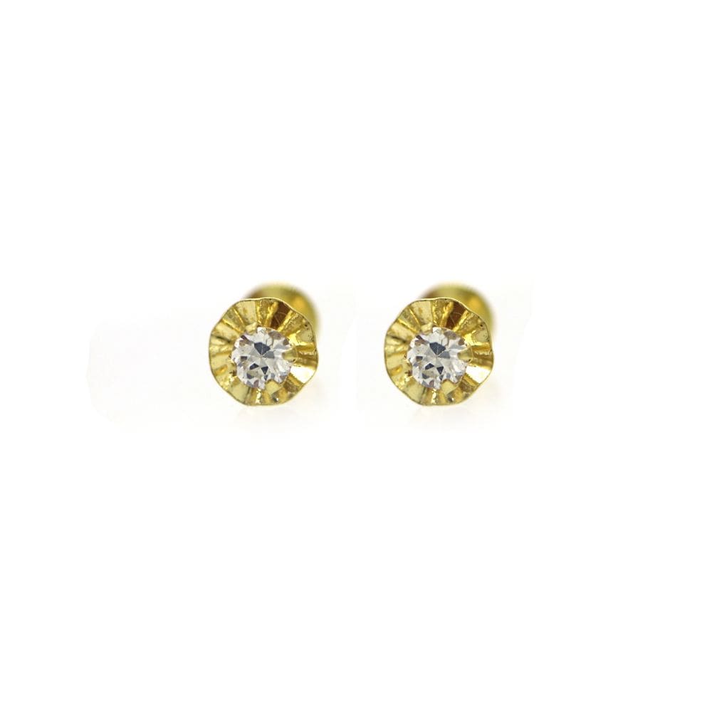 Brinco Delicado Solitário Zircônio Tragus Infantil Ouro 18k