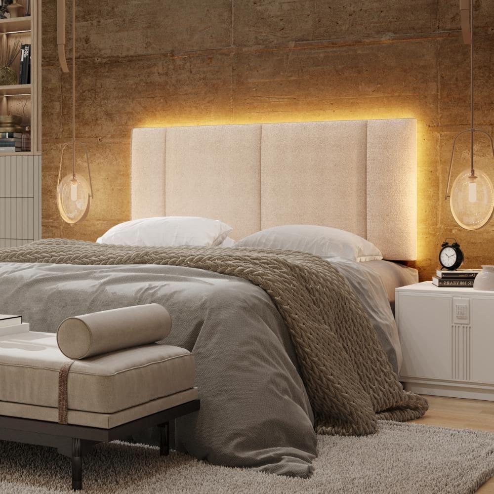 Cabeceira Casal Estofada com LED