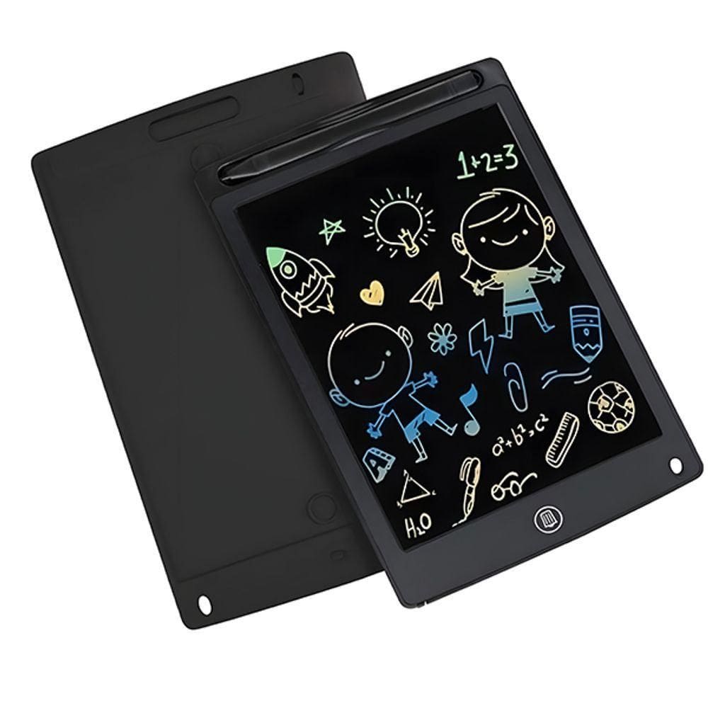Tela De Escrita Lcd 12\" Preta Lousa Mágica Escrita Colorida Botão De Apagar Desenhos E Anotações
