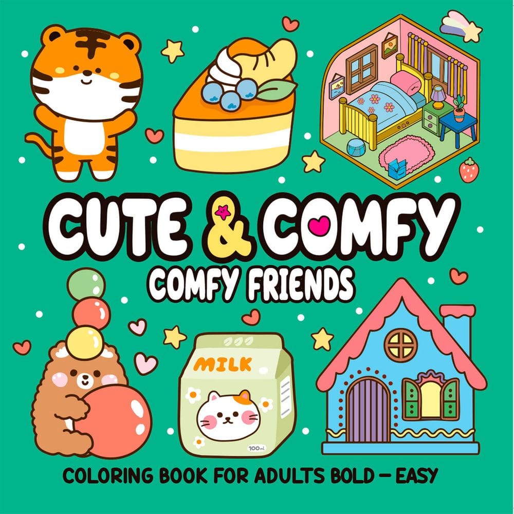 Cute & Comfy Coloring Book for Adult Bold Easy - Comfy Friends - Livros de Colorir Adulto