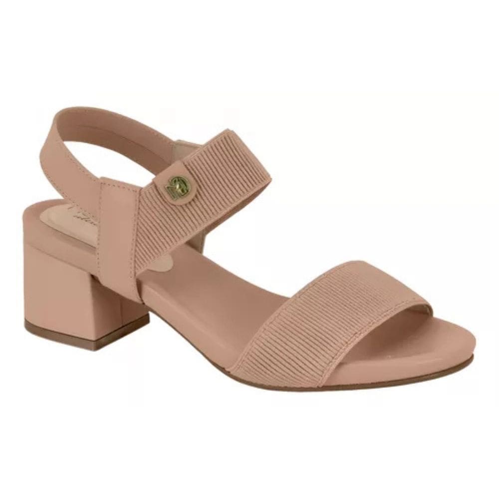 Sandália Modare Conforto Salto Médio Bloco Elástano Nude