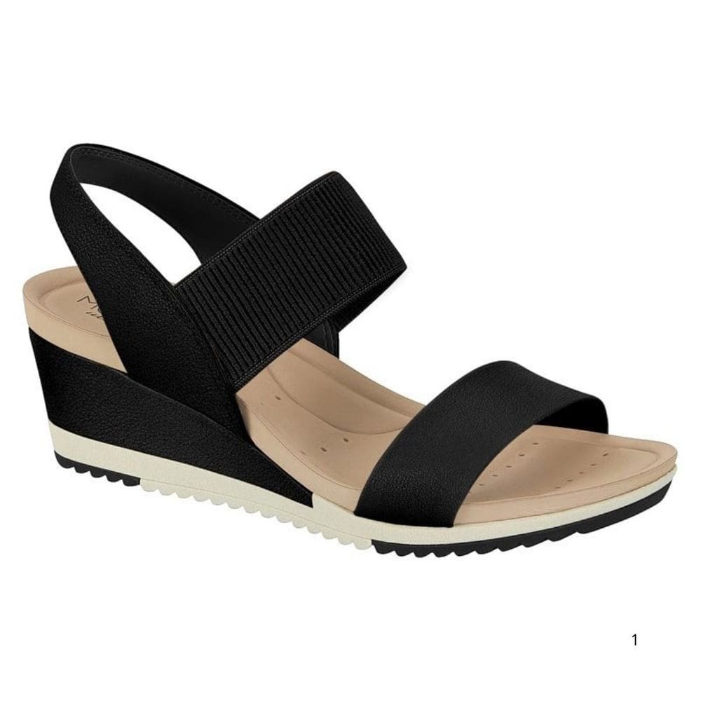 Sandália Modare Ultraconforto Salto Anabela Médio Feminina Preto