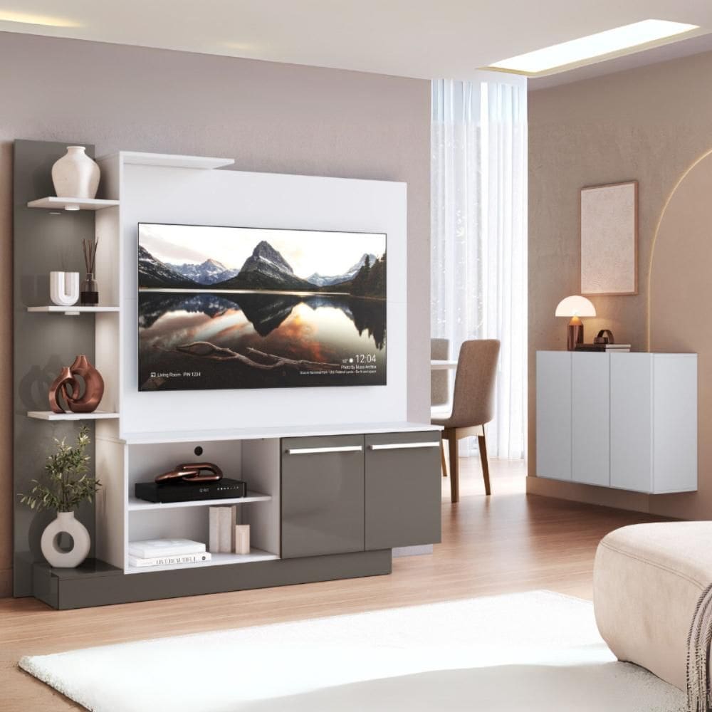 Rack com Painel para TV até 55 Polegadas e Aparador 3 Portas Multimóveis MP1097