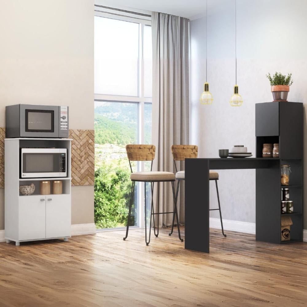Balcão para Forno e Micro-ondas 2 Portas e Bancada com Armário Multimóveis MP2253