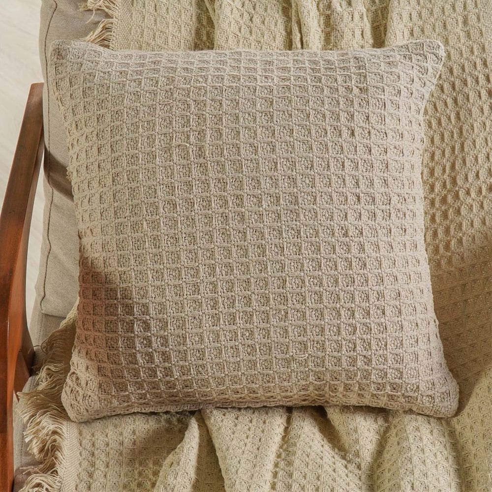 Capa de Almofada Decorativa Waffle 100% Algodão 45x45cm