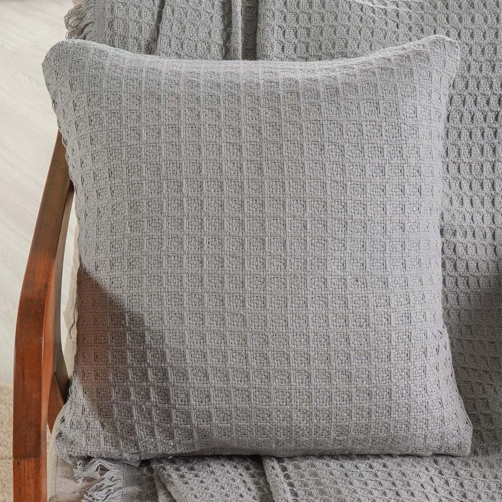 Capa de Almofada Decorativa Waffle 100% Algodão 45x45cm