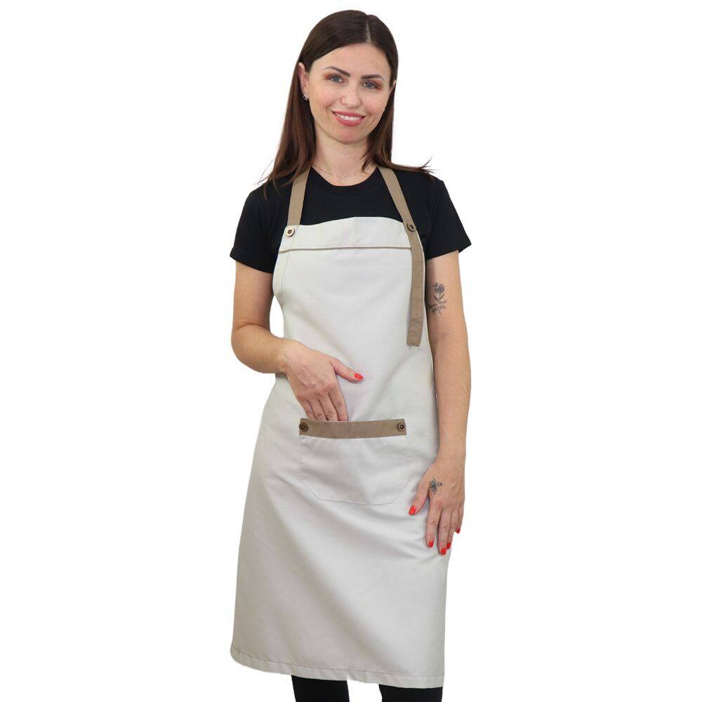 Avental twill soft com detalhe marrom