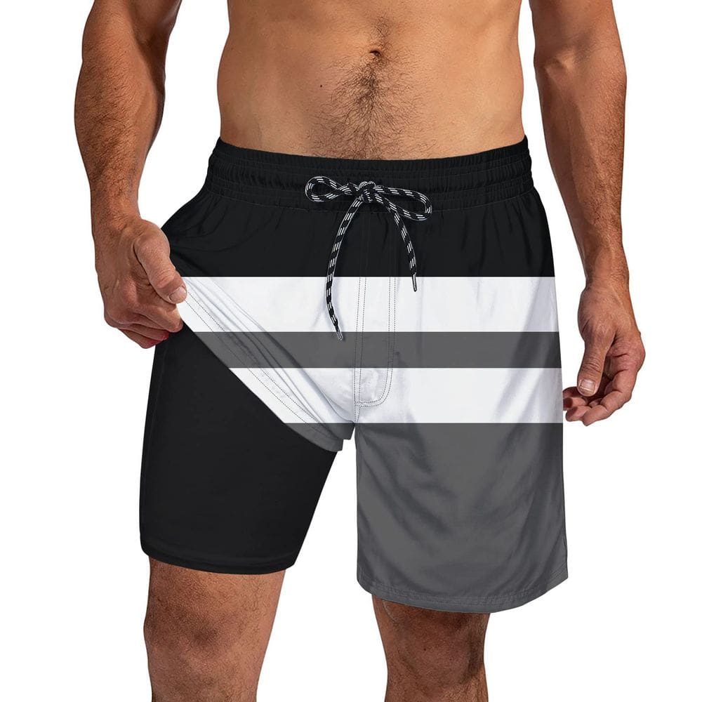 Calções de banho com forro de compressão Cozople para homens na altura do joelho