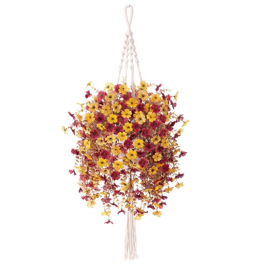 Flores artificiais penduradas Ammyoo Spring com vaso