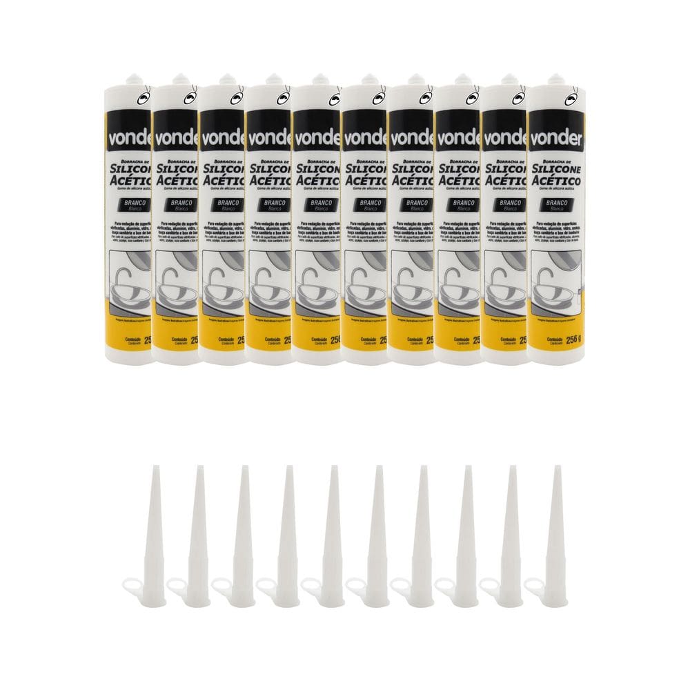 Kit 10 Borracha Silicone Acético 256g Para Reparo Manutenção Uso Geral