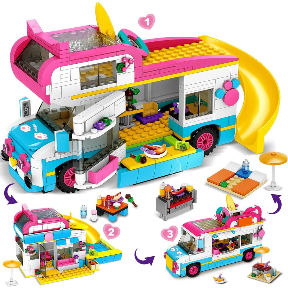 Conjunto de blocos de construção HOGOKIDS 3 em 1 para meninas Camper Van 494 unidades