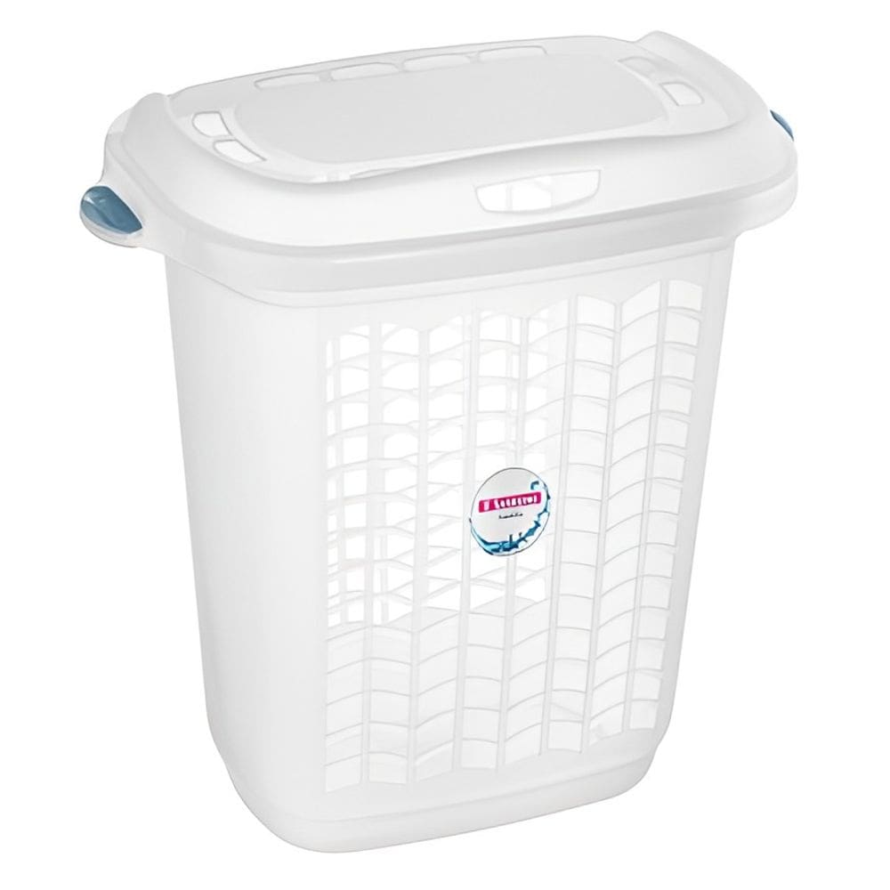 Cesto de Roupa Plástico 46,4 Litros com Tampa Lavanderia Banheiro Branco - 265 Sanremo