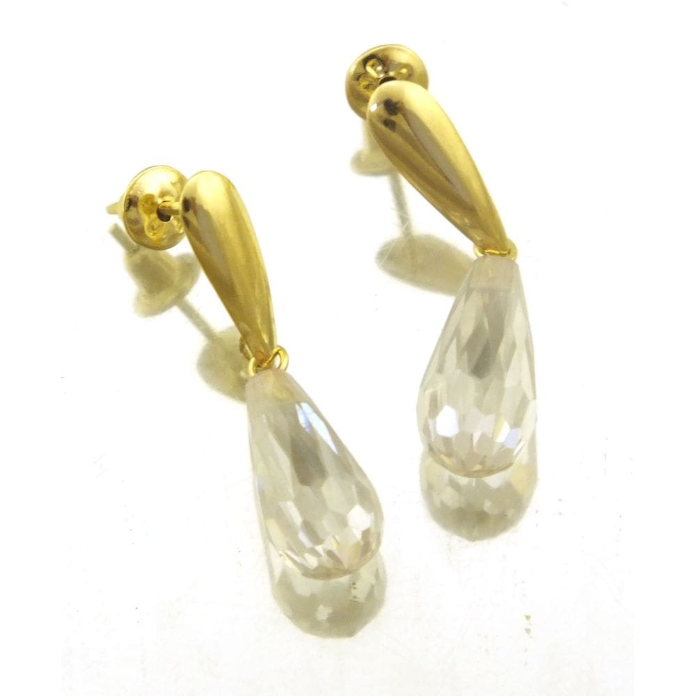 Brinco Pedente Branca Briolet Ouro Amarelo 18k 750 J19852