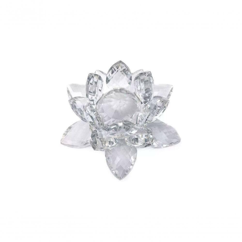 Enfeite Decoração De Cristal Vidro Flor De Lotus Para Sala Quarto Cristaleira Grande 13cm Cor:transparente