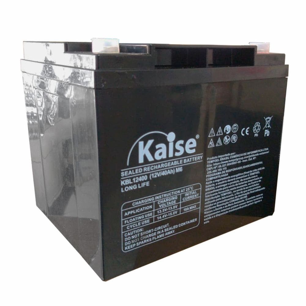 Bateria Estacionária VRLA 12V 40Ah Kaise KBL12400 Segurança Nobreak Alarme Cerca Luz