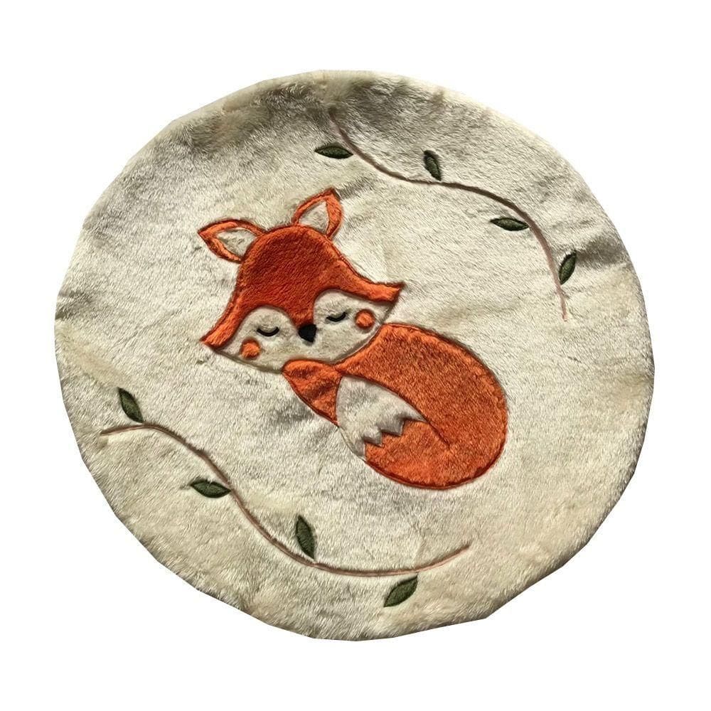 Tapete Pelúcia Infantil Raposa Galhos 90x90cm Decorativo Quarto Fofo Macio Emborrachado