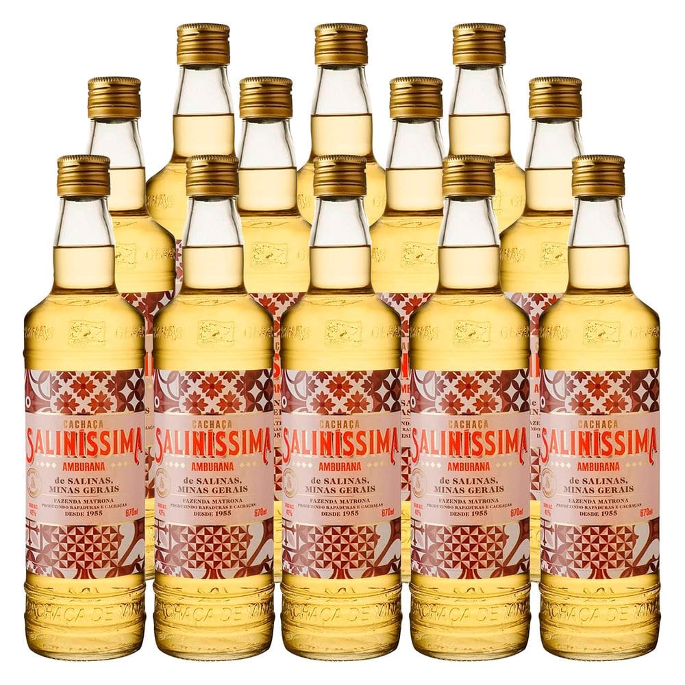 Cachaça Saliníssima Amburana 670ml 12 Unidades