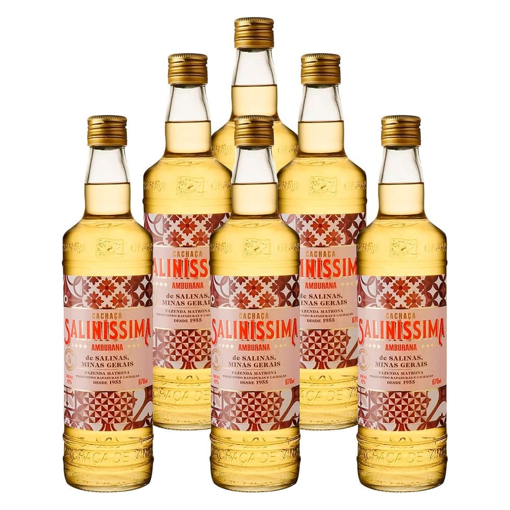 Cachaça Saliníssima Amburana 670ml 6 Unidades