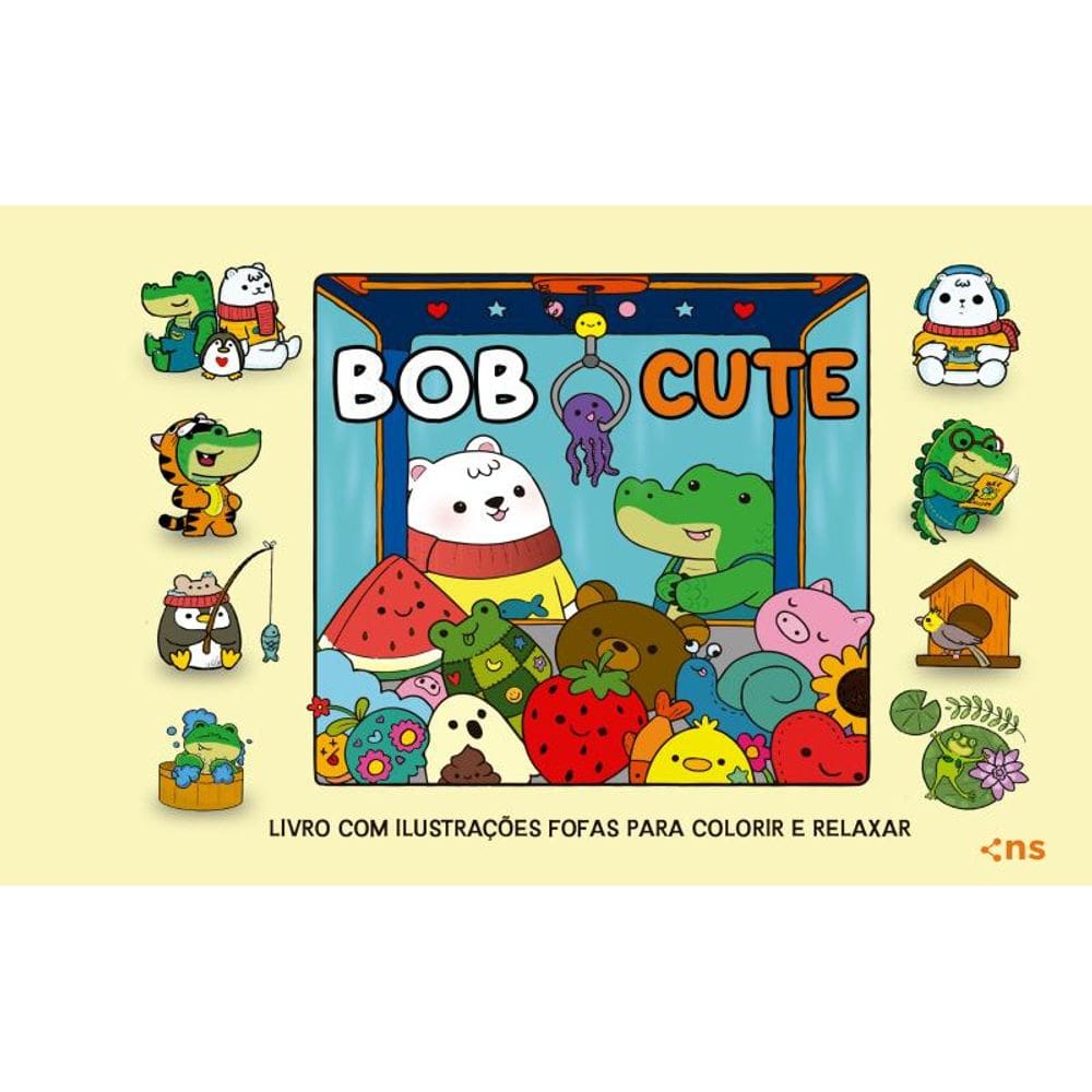 BOB CUTE – CAPA DURA - Livro com ilustrações fofas para colorir e relaxar - papel 180gr