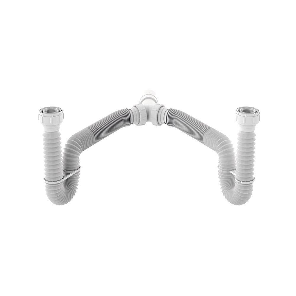 Sifão Duplo Sanfonado Extensível Censi 72cm Branco