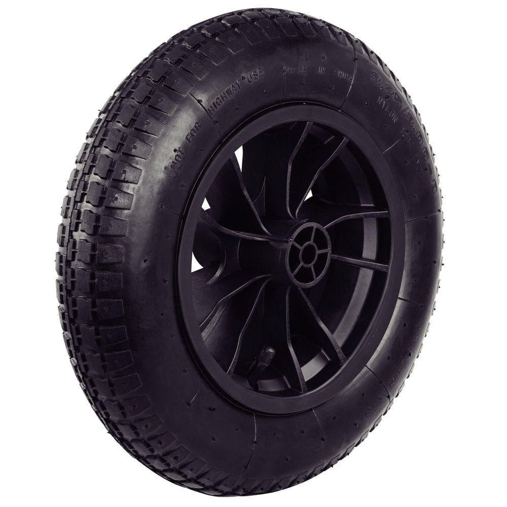 Pneu Com Câmara Tramontina 3.25-8pol Com Roda Plástica Bucha Plástica Para Carrinho Mão Tramontina