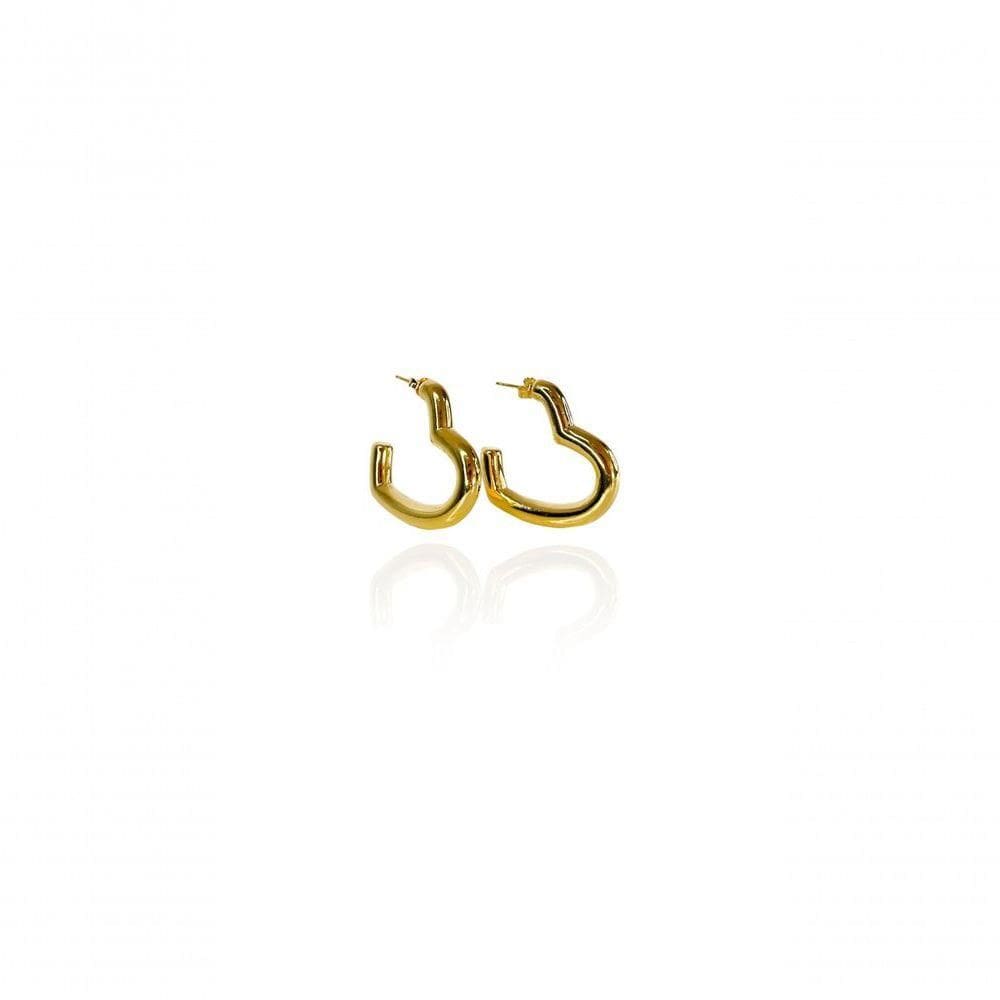 Brinco Argola De Coração Grossa Banhado Em Ouro 18k