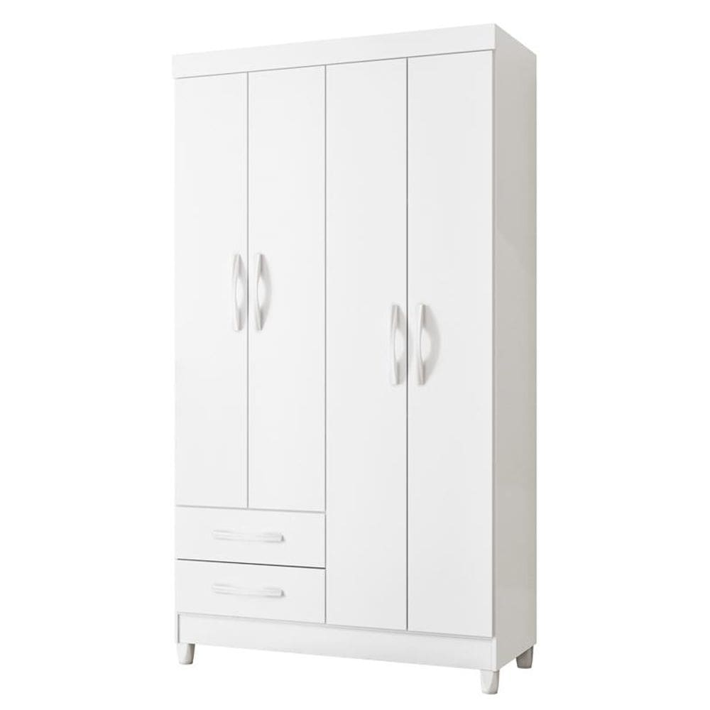 Guarda Roupa Âmbar 4 Portas Quadriflex- Branco, Azul Matte, Rosa Matte, Titanium - ABZ