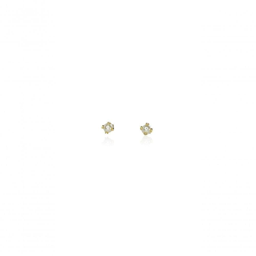 Brinco Pequeno De Pérola Trabalhado Banhado Em Ouro 18k