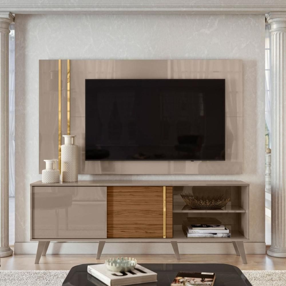Conjunto Painel e Rack Terminus Fendi Naturale