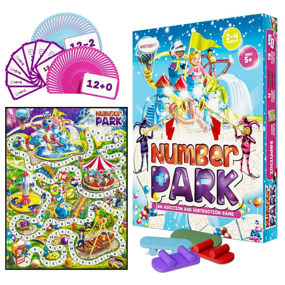 Adição e subtração do jogo de tabuleiro matemático Wonder It Number Park