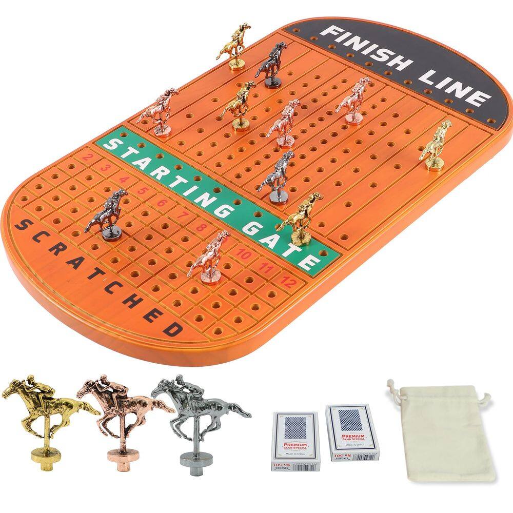 Jogo de tabuleiro Jyquorp Horse Race Racing Game com 11 cavalos de metal
