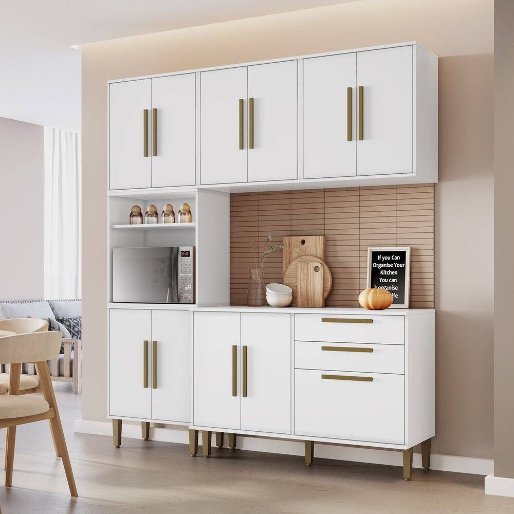 Cozinha Completa 4 Peças 11 Portas 2 Gavetas Lorena Branco