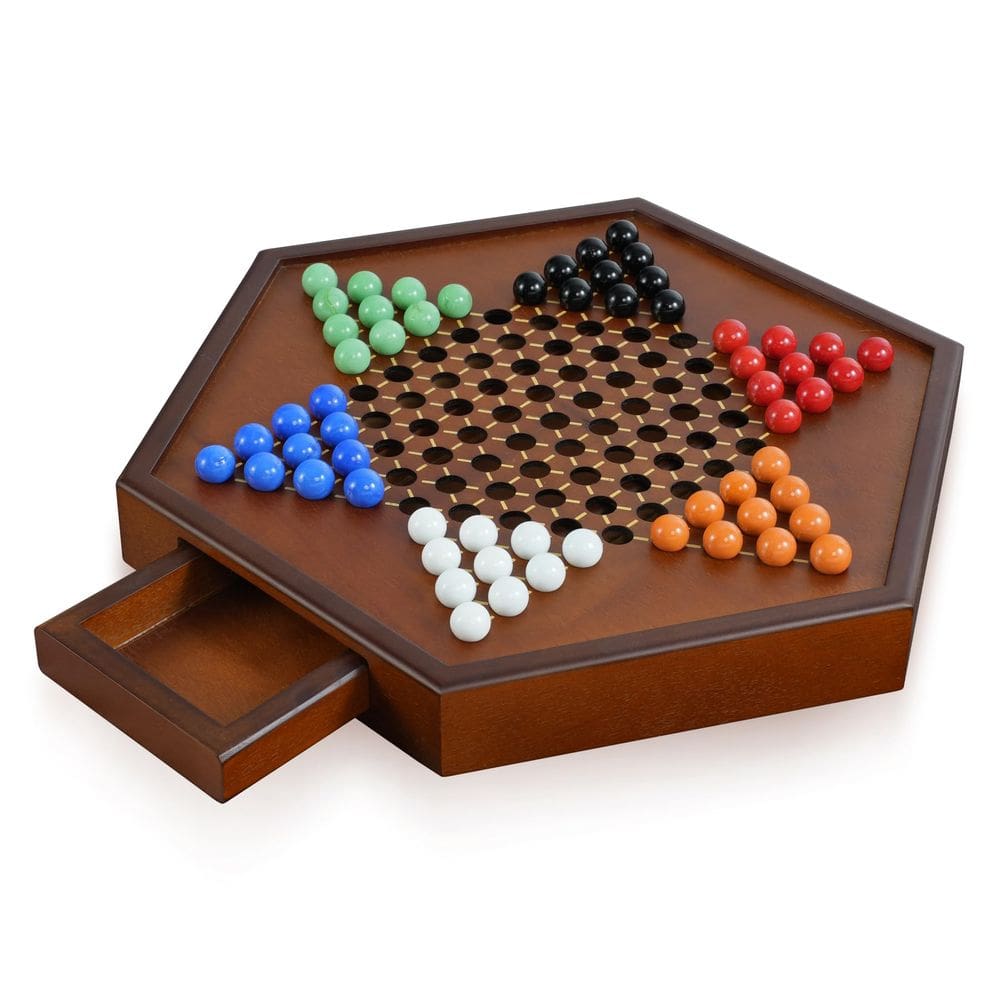 Jogo de tabuleiro de damas chinês YunRui Large Wooden W/ Mármores