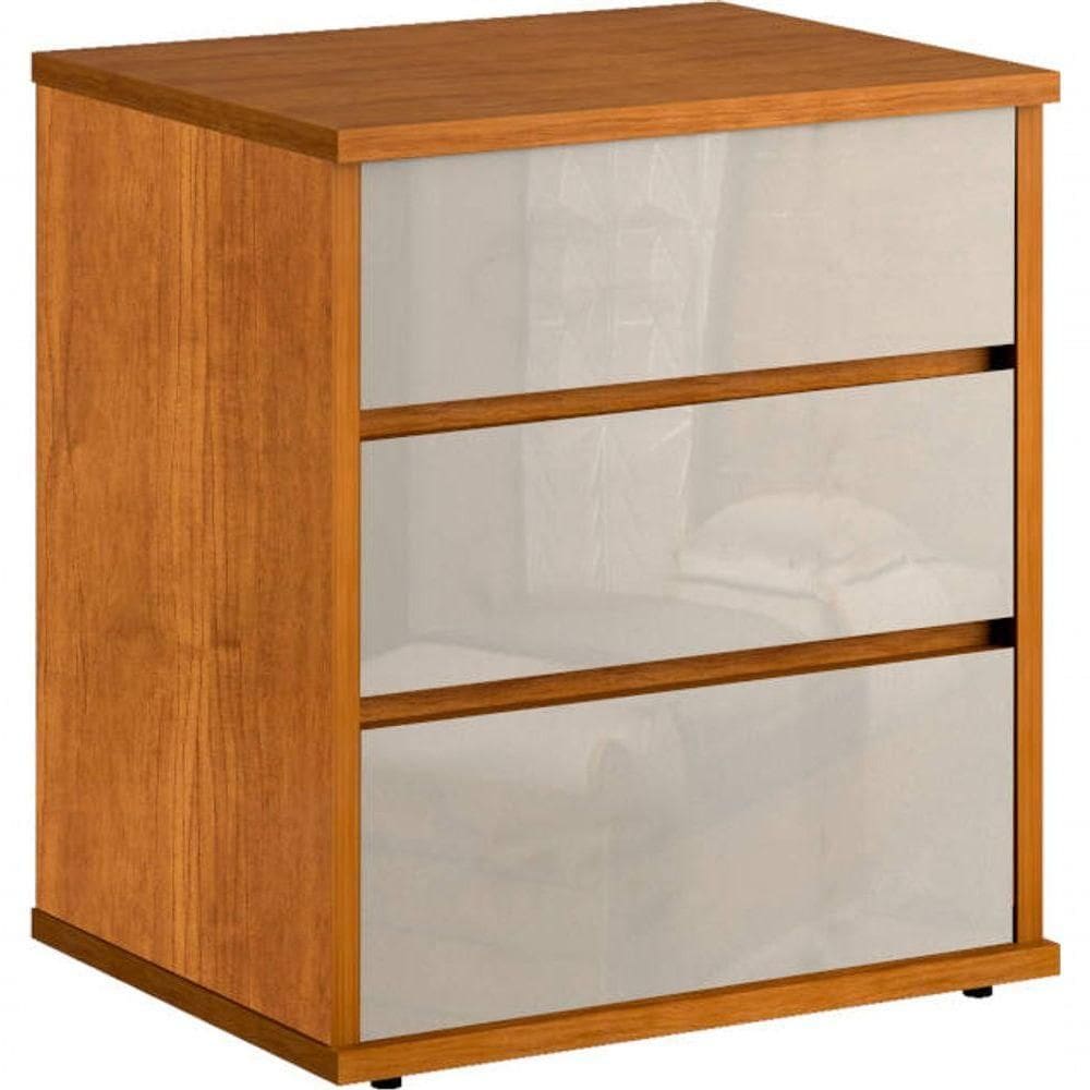 Mesa De Cabeceira 3 Gavetas Telescópicas Mdf Grécia-nature/off Bianchi Móveis