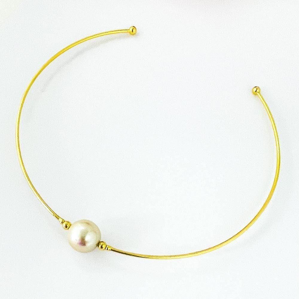 Colar Aro Com Perola No Centro Banhada A Ouro 18k