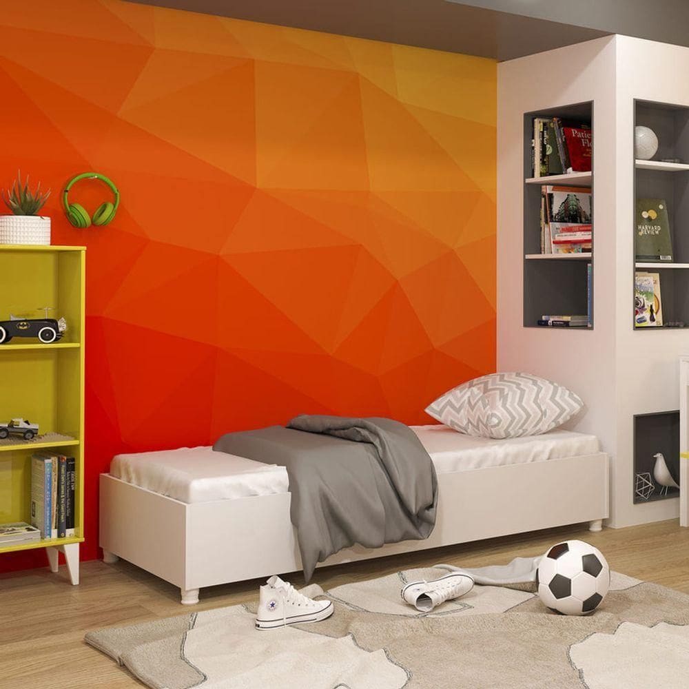 Cama De Solteiro Moderna Box - Monaco-neve - Tcil Móveis