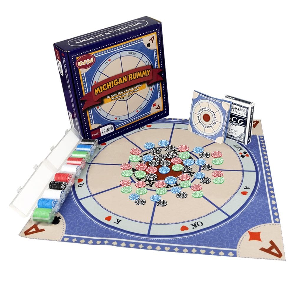 Jogo de tabuleiro Michigan Rummy Deluxe Tripoli com tapete de feltro