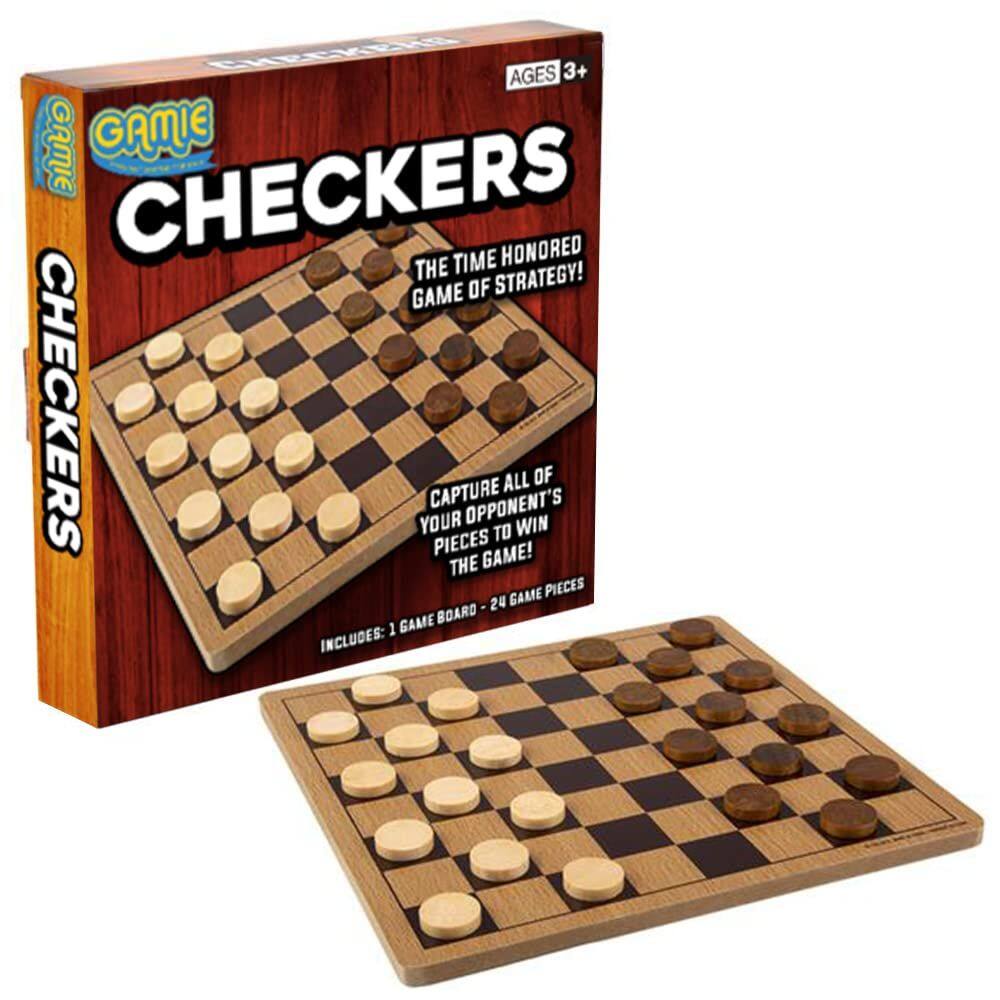 Jogo de tabuleiro de damas Gamie Wooden para crianças e adultos