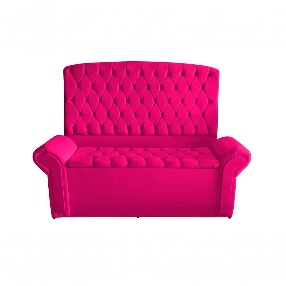 Kit Dubaí Cabeceira De Cama Box Casal E Recamier Baú Solteiro 90 Cm Suede Rosa Pink Eli Móveis