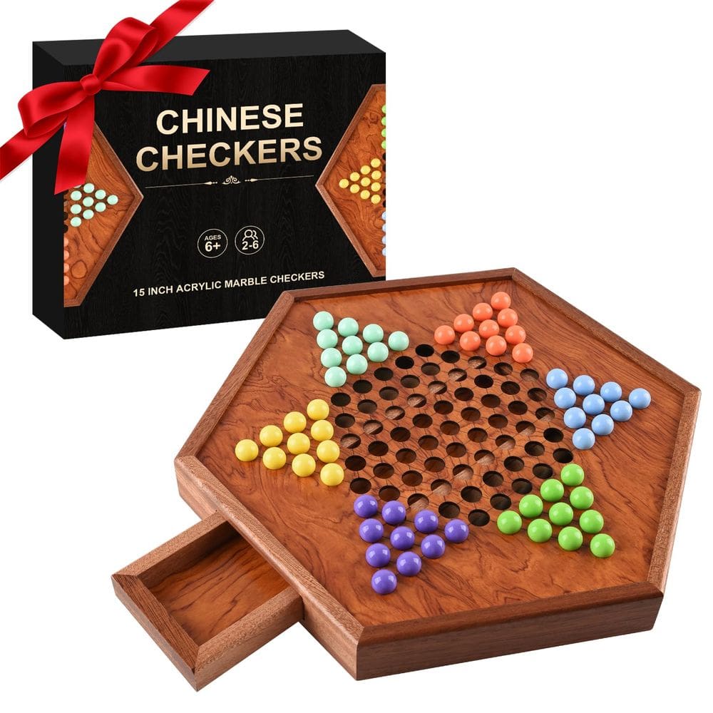 Jogo de tabuleiro de damas chinês SZYMWS 15 Large com 72 bolinhas