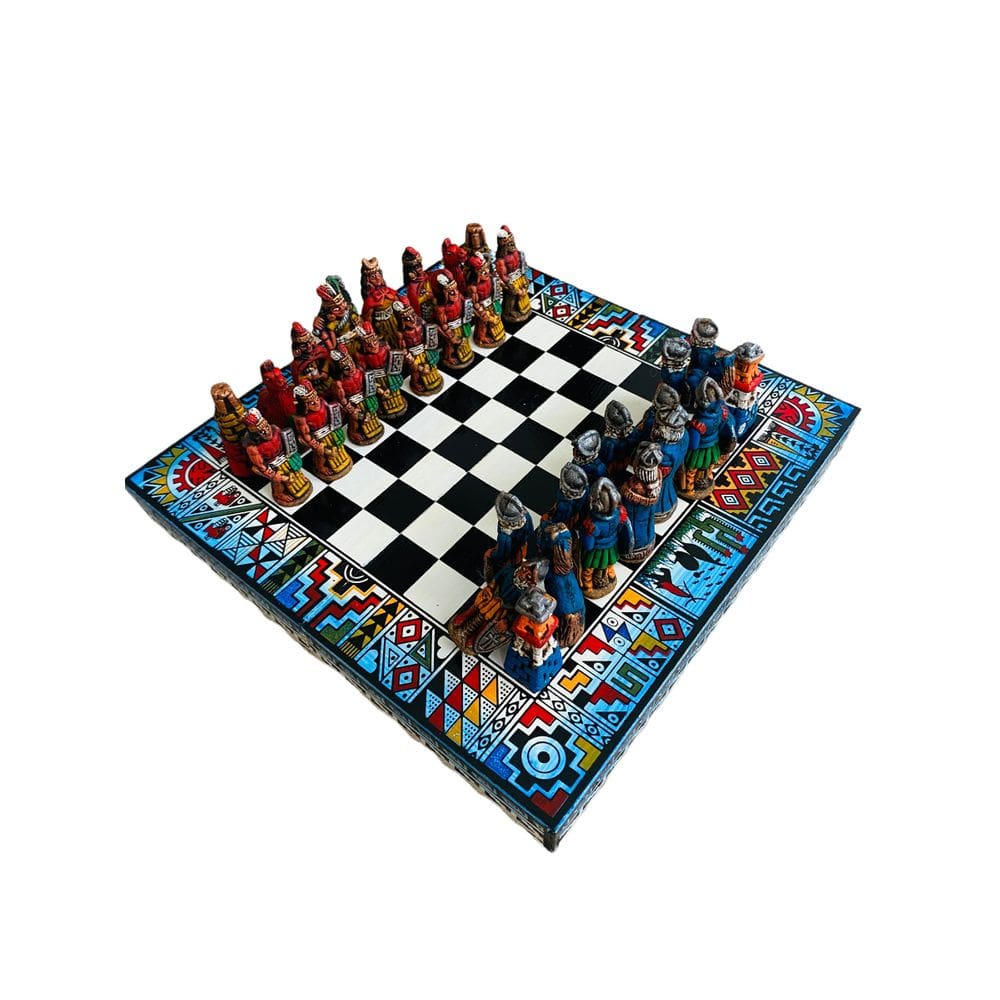 Jogo de xadrez Zoeartcrafts Handmade Peruvian Inca vs Spanish